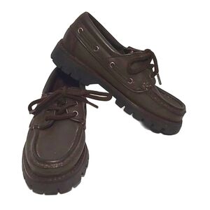 Hush Puppies Loafers Lace Up Moccasin Low Top Chunky Heel Casual Dress Shoes